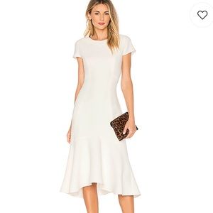Ivory midi dress with flounce hem